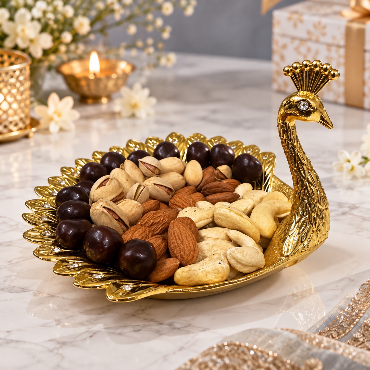 ROYAL PEACOCK PLATTER Diwali hamper